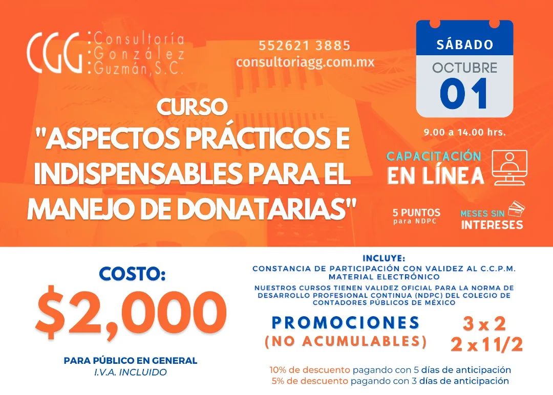 CURSO «ASPECTOS PRÁCTICOS E INDISPENSABLES PARA EL MANEJO DE DONATARIAS»